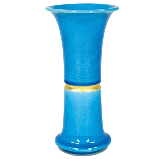 永楽即全 作　浅黄交趾 末広花入