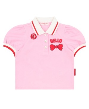 [BEBE DE PINO] Hello ribbon pique puff sleeve collar tee 正規品 韓国ブランド 韓国ファッション 韓国代行 韓国通販 ベベドピノ bebedepino 日本 店舗 韓国 子供服