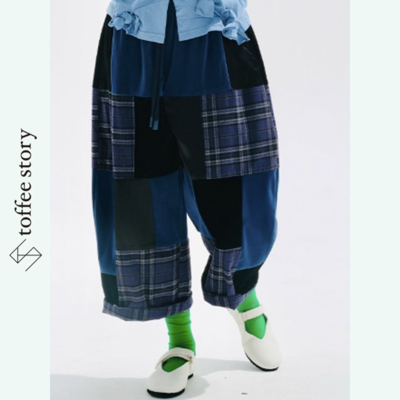 【2color】チェックパッチワーク街歩きパンツ《i0727》