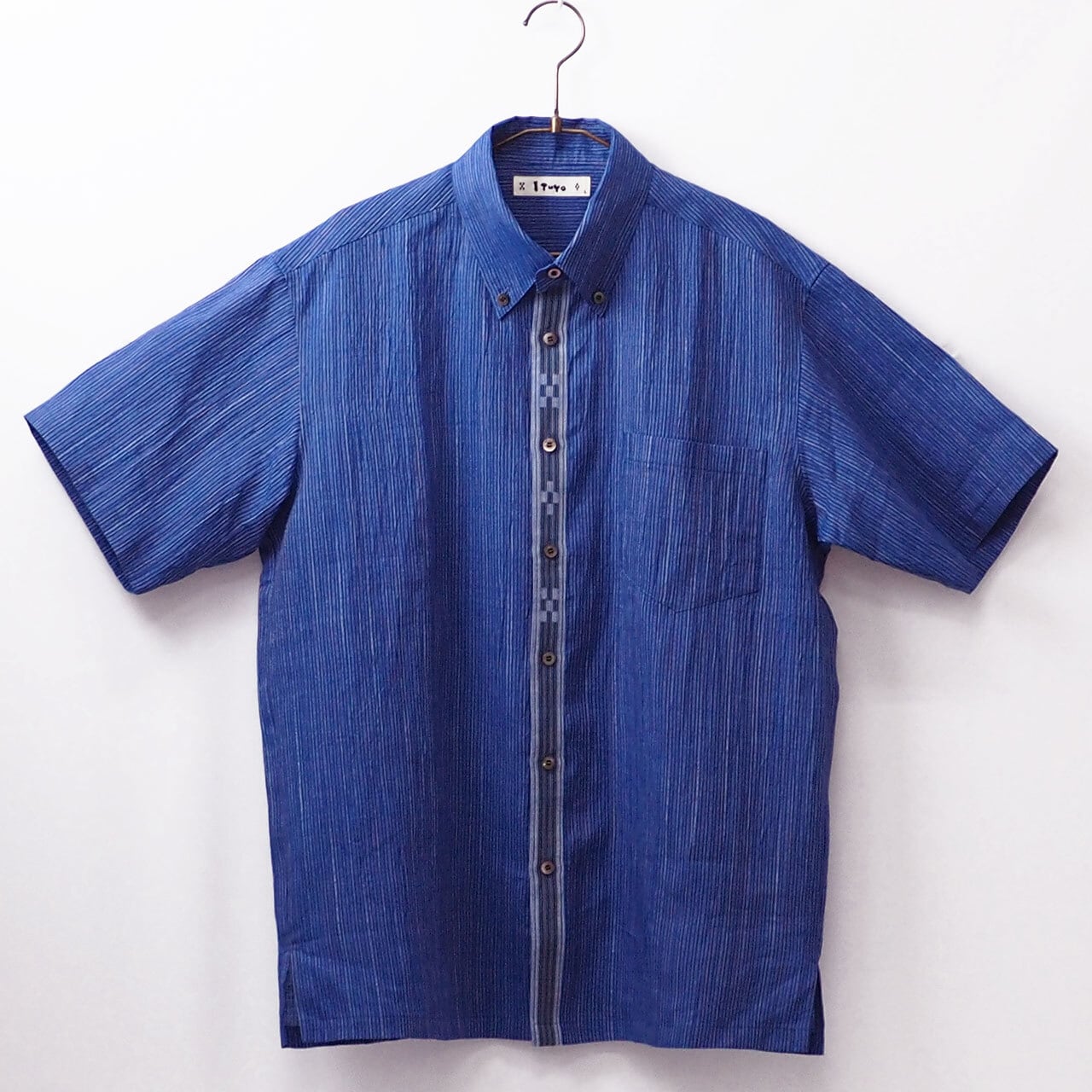 かりゆしウェア あざみ屋 ミンサー織り ITUYO 麻 シャツ 半袖 シンプル