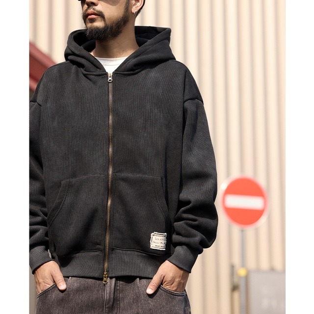 フェードブラック ジップアップ スウェットパーカー a-1236