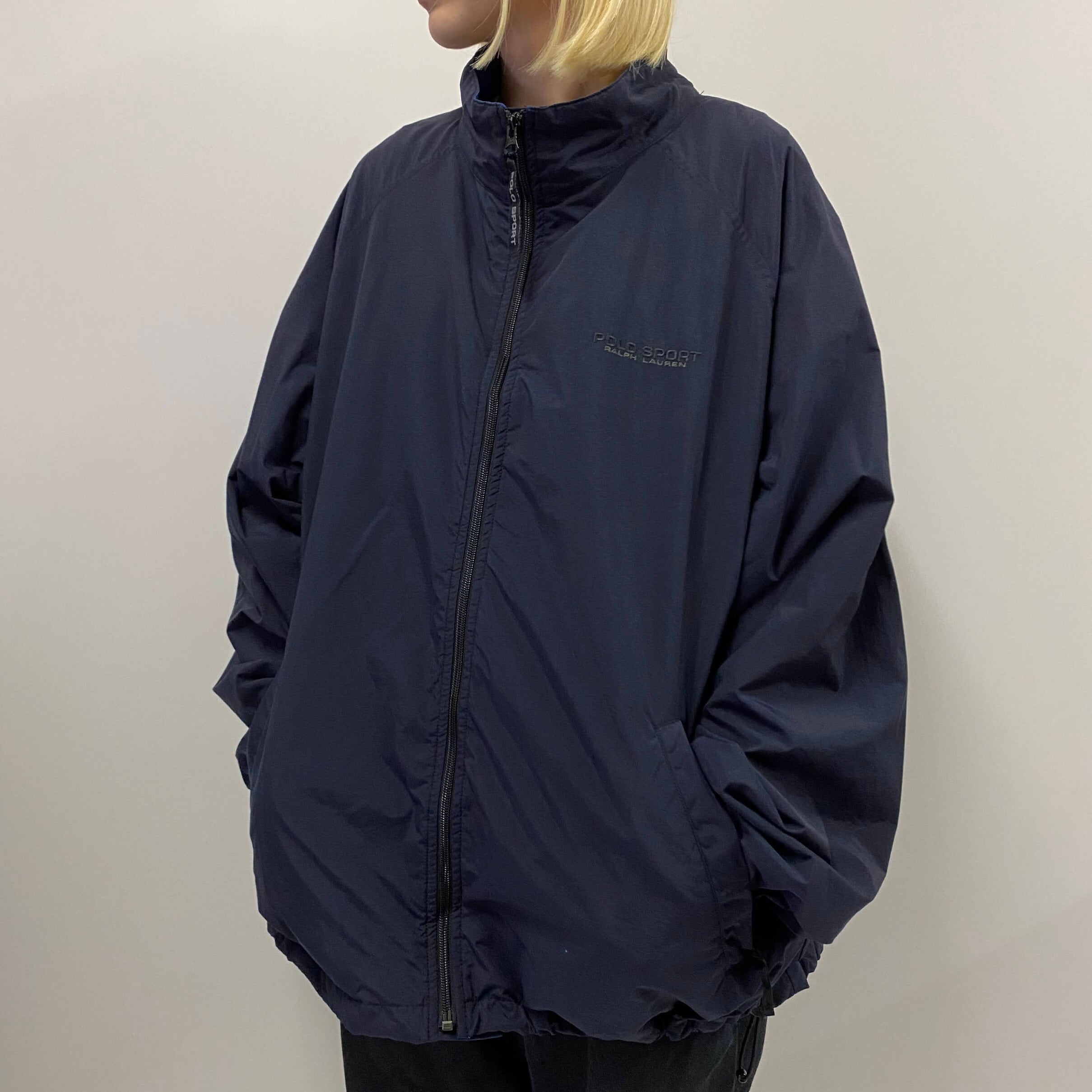 ビッグサイズ 90年代 Ralph Lauren ラルフローレン Polo Sport ポロスポーツ ワンポイントロゴ刺繡 ナイロンジャケットメンズ2xl 古着 90s ヴィンテージ ビンテージ ネイビー 紺 ナイロンャケット Cave 古着屋 公式 古着通販サイト