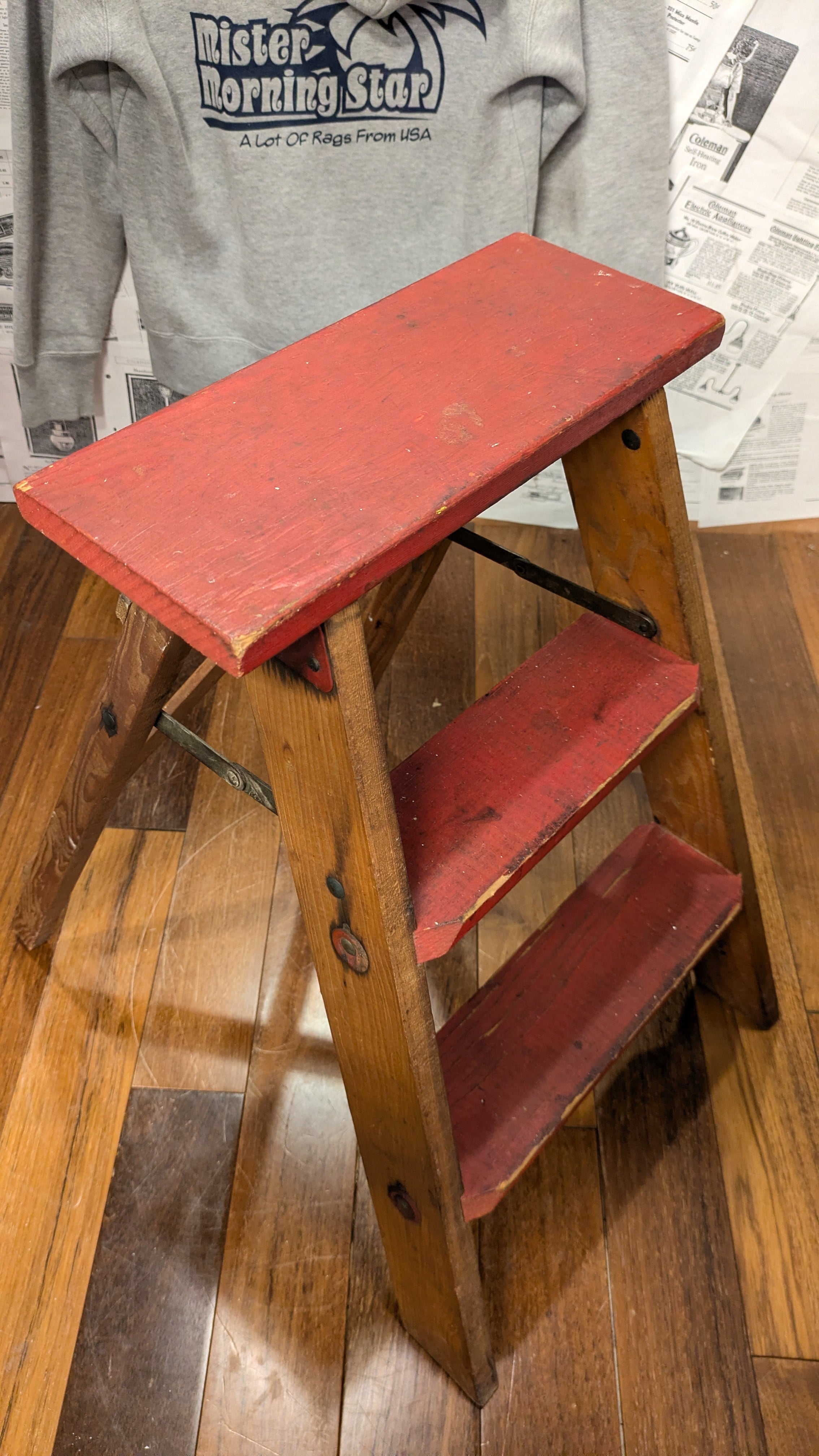 Vintage Wood Stepladder Stand USA Antique Ladder ビンテージ ウッド