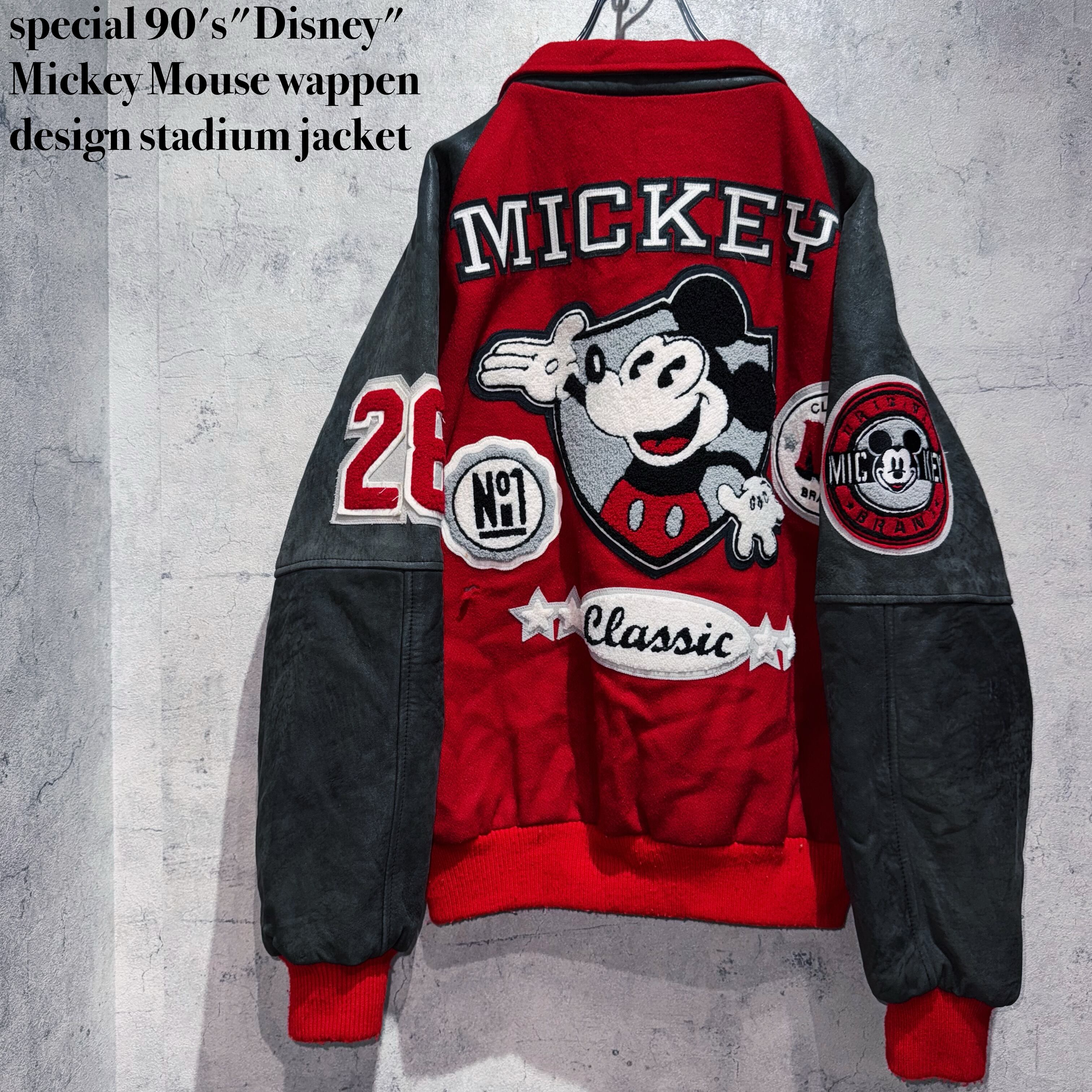 special 90's"Disney"Mickey Mouse wappen design stadium jacket