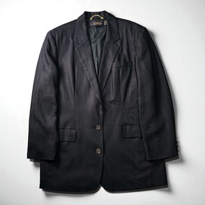 Vintage linen tailored jacket "BLACK"