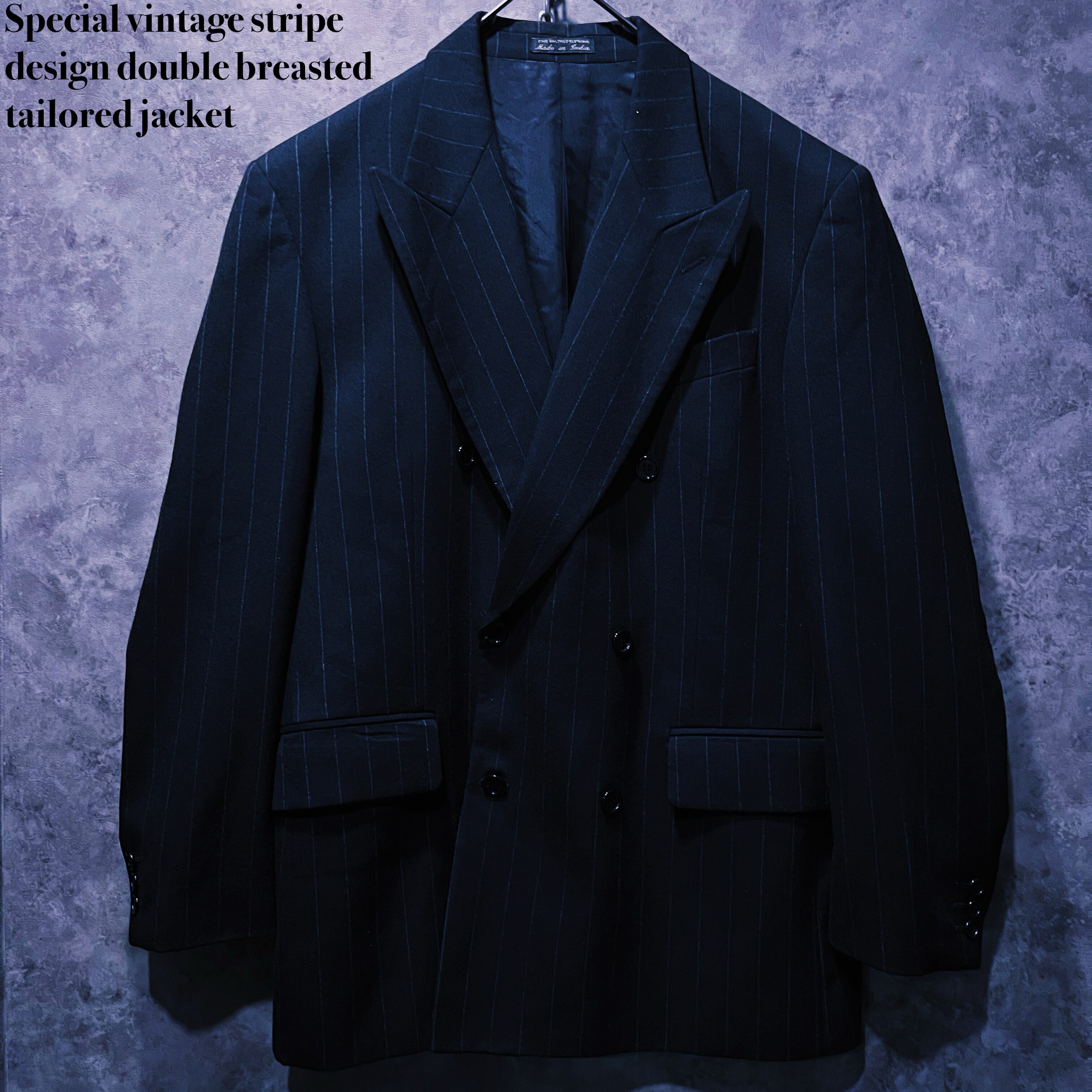 【doppio】Special vintage stripe design double breasted tailored jacket