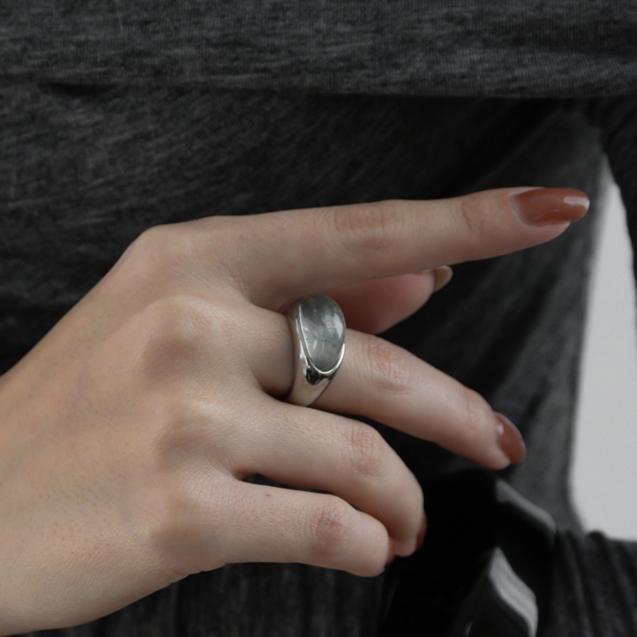 【ネコポス便】リング ミニマルストーン風リング 金属アレルギー対応 ステンレス 18K 2462