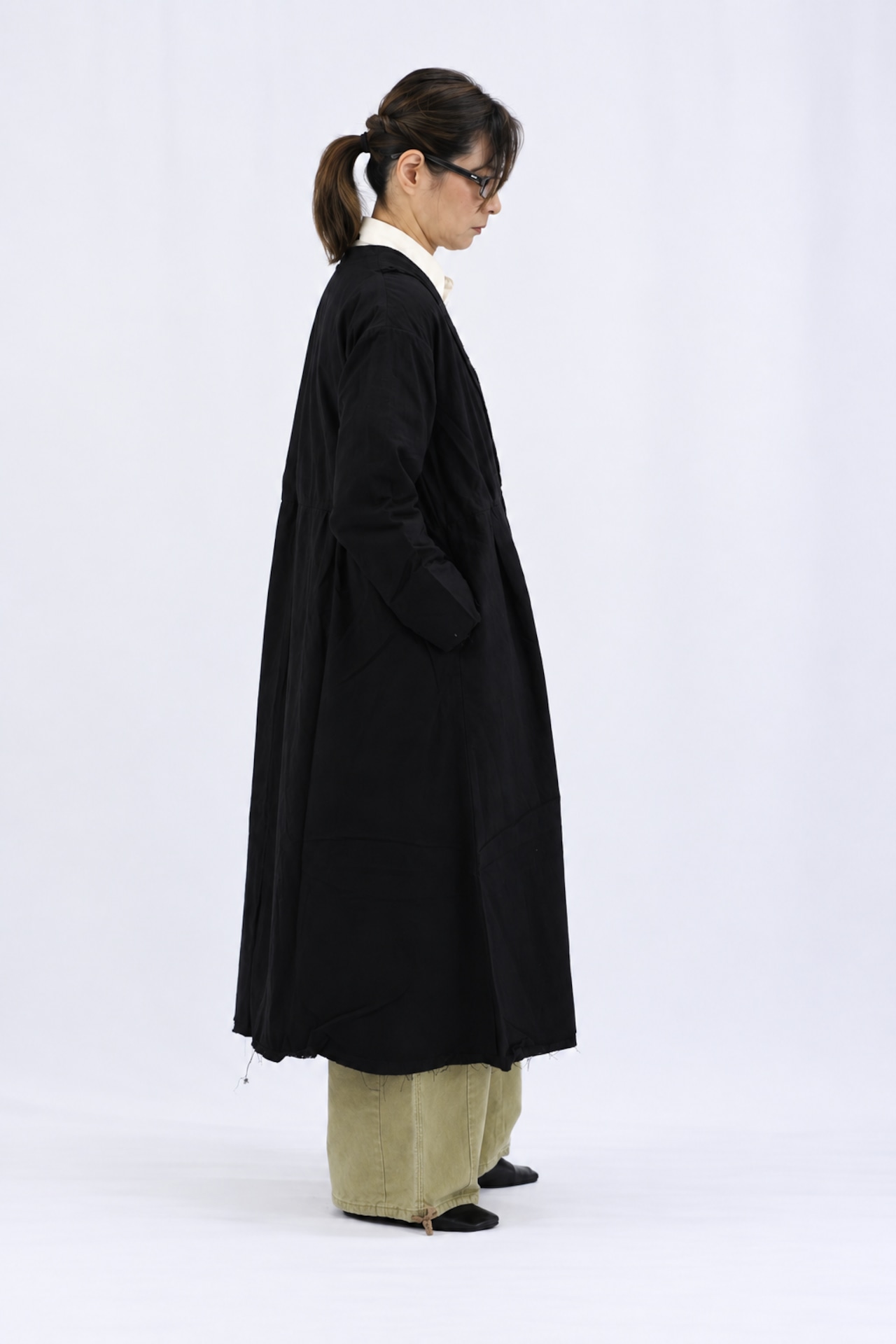 【GUPTIHA】Sobakasu Khadi Millefeuille Collar Dress / D.Navy(63209-096)
