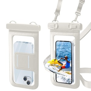 【努力特価】首掛け 腕付け両用 スマホ 防水ケース IPX8認証 完全防水 浮く 首かけ 斜め掛け 腕付け スマホアームバンド 指紋認証 顔認証 カヤック シュノーケリング ビーチ プール 海水浴 水泳 ダイビング 水中撮影 温泉 バンド付き 8.5インチ以下全機種対応 ホワイト