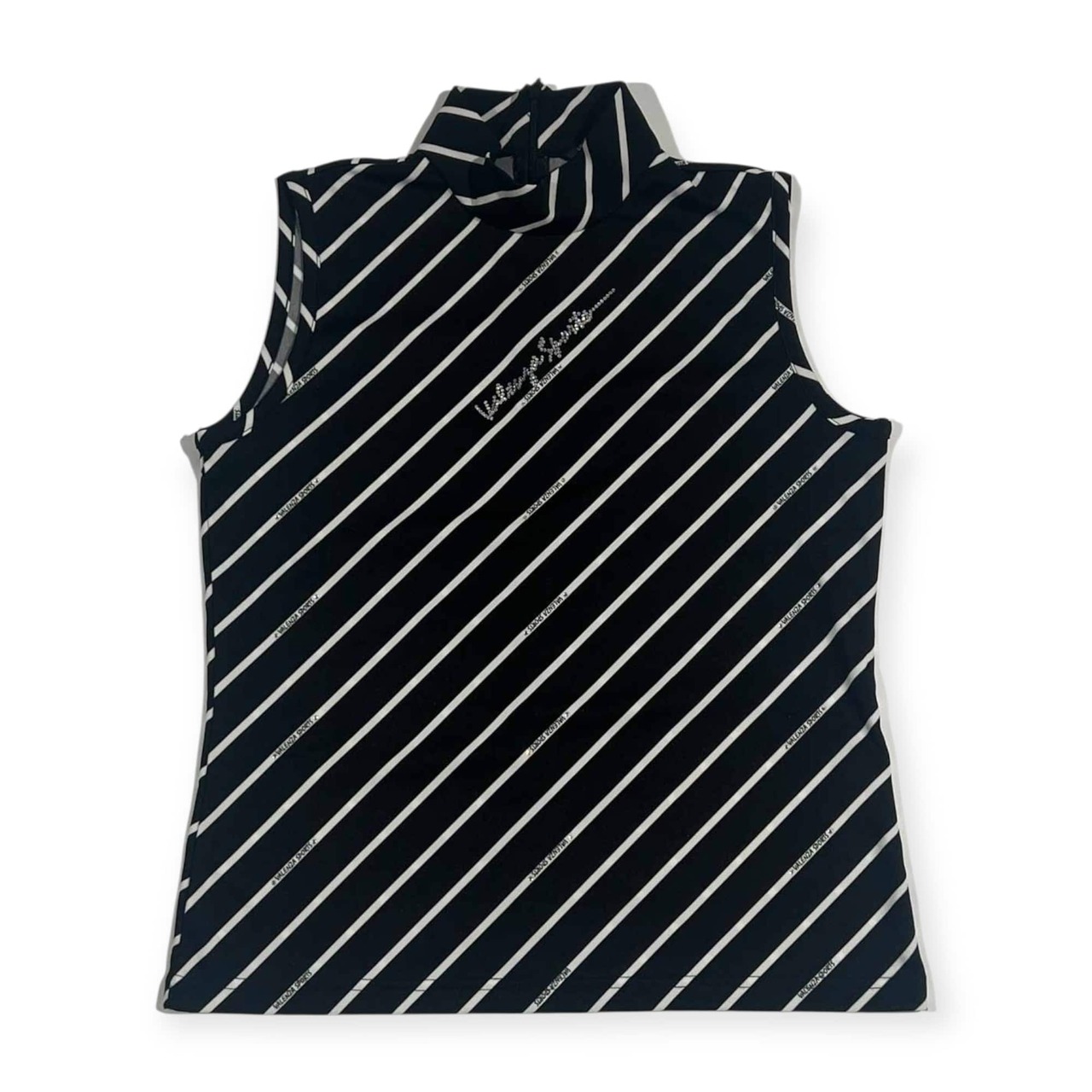 VALENZA SPORTS バレンザスポーツ ボーダー ラインストーン ノースリーブカットソー 40/ブラック レディース