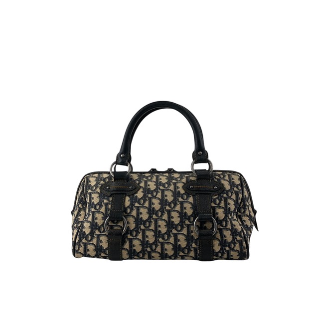 Christian Dior クリスチャン ディオール トロッター ハンドバッグ ネイビー CD ジャガード レザー ミニボストン vintage ヴィンテージ オールド yrrvj3