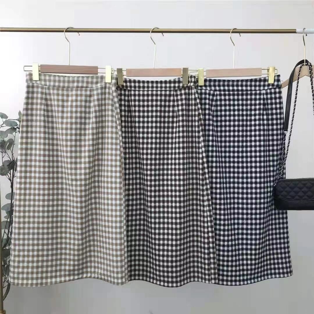 ブロックチェック　タイトスカート　AJ11352-5803
