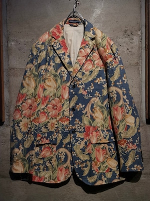 【Caka】"POLO RALPH LAUREN" 80〜90's Beautiful Flower Pattern Vintage Linen Tailored Jacket