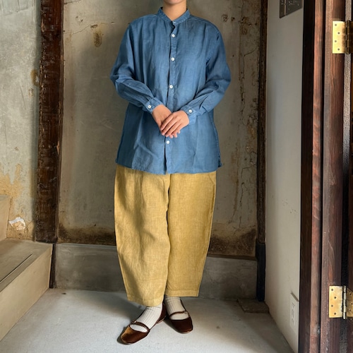 MITTAN SH-152C ラミーシルクシャツ（草木染）藍（淡)