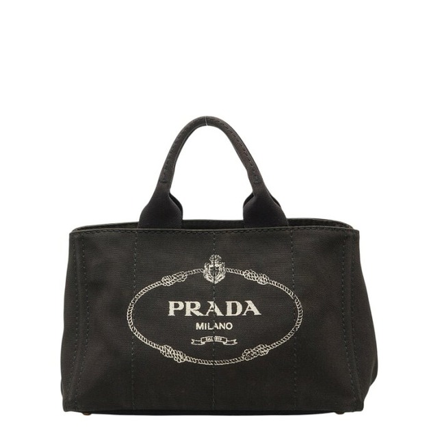 プラダ 三角ロゴプレート カナパM ハンドバッグ 1BG642 ブラック キャンバス レディース PRADA 【中古】