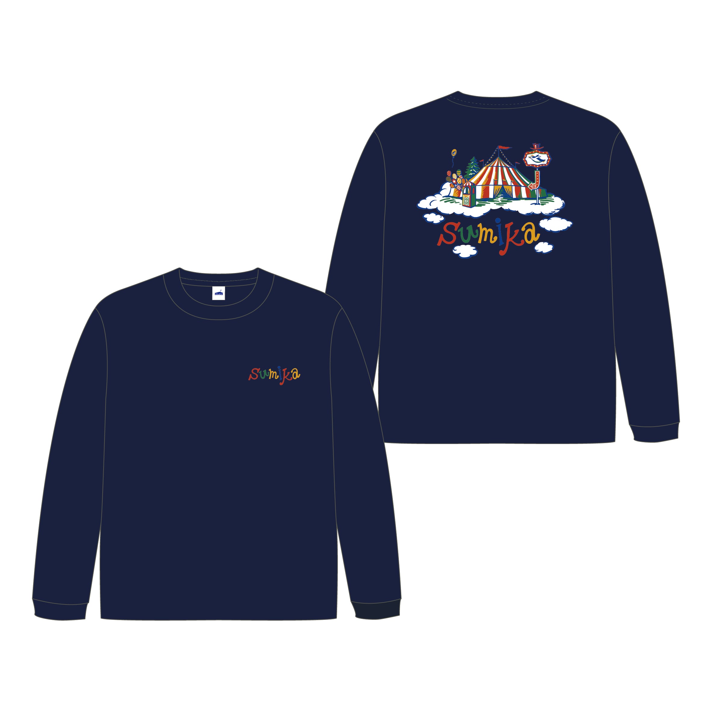 sumika / 空飛ぶサーカスロングスリーブTシャツ（ネイビー）