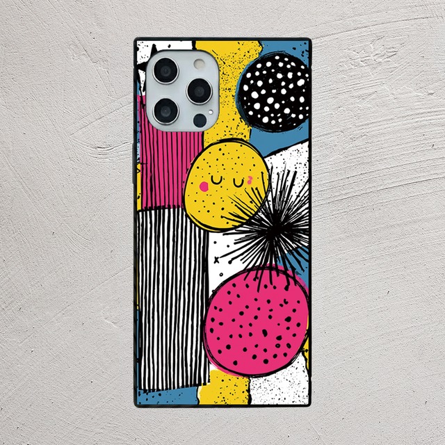 受注生産 iPhoneケース カラフル丸モチーフのZINEコラージュ｜ZINE風 ZINE041B