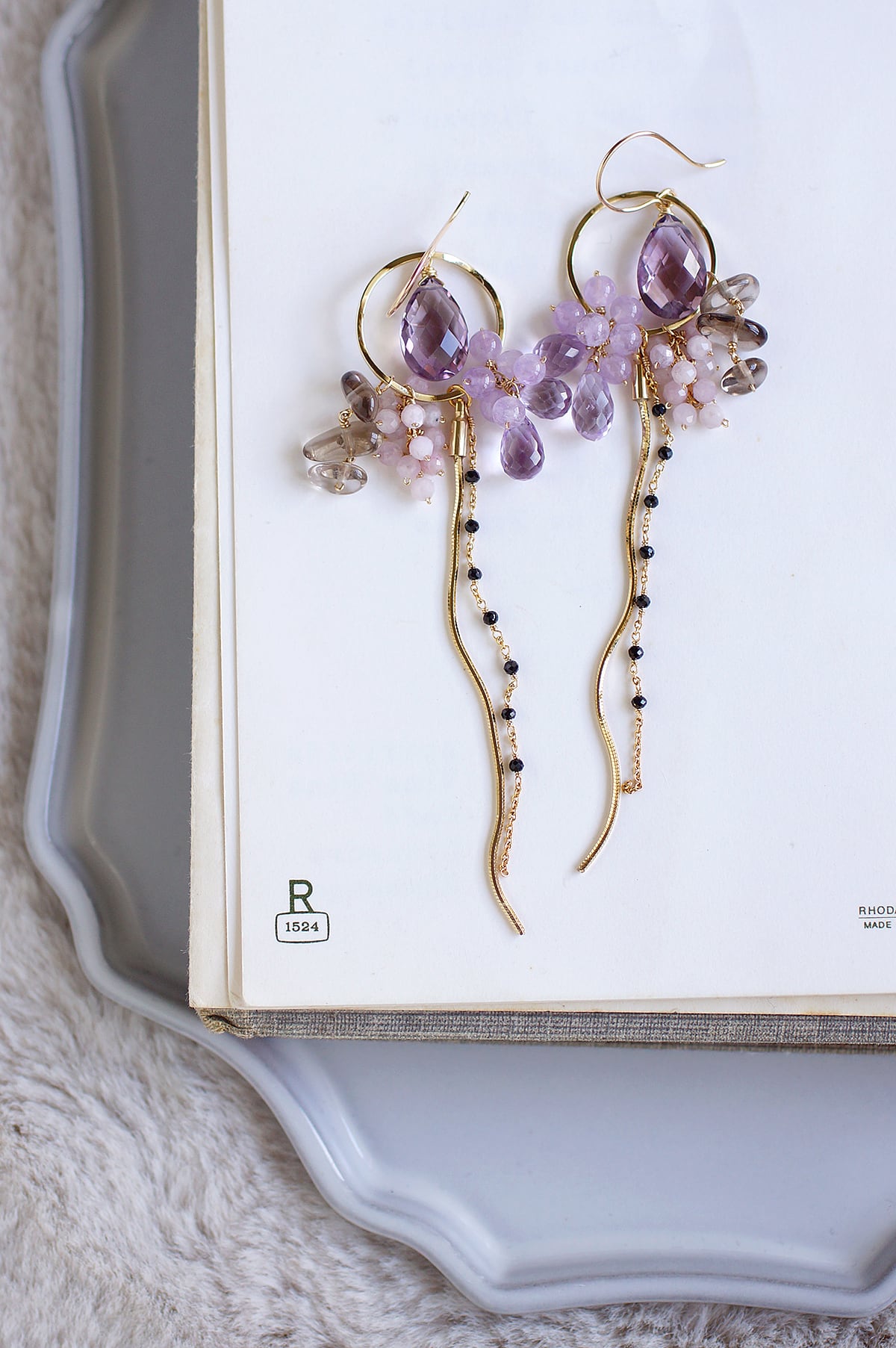 アメジストのピアスたん！３つついてる！綺麗！ 3種のアメジストのオリエンタルピアス | Ruan aree │ 心に潤いを