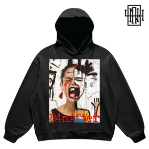 B4NAFTER「"Scream Couture by Jacob" Circular Bold Sweat Hoodie Faded Black / #B」