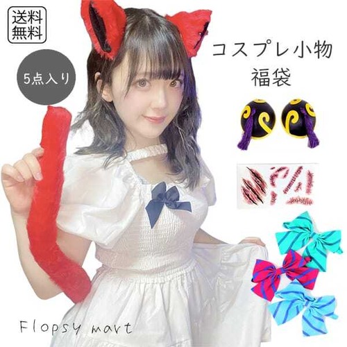 福袋 福袋 コスプレ小物福袋 ランダム5点セット コスプレアクセサリー 小物詰め合わせ 仮装グッズ ヘアアクセサリー カチューシャ メガネ ネクタイ 手袋 靴下 イヤリングなど お楽しみ福袋 コスプレ初心者　fukubukuro-comono
