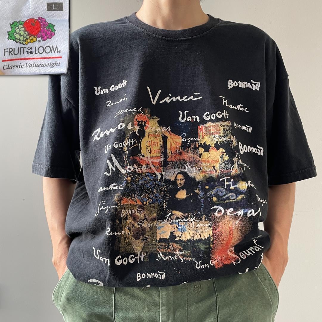 GF861 00s Tシャツ モナリザ アート ダビンチ 有名画家 サイン 