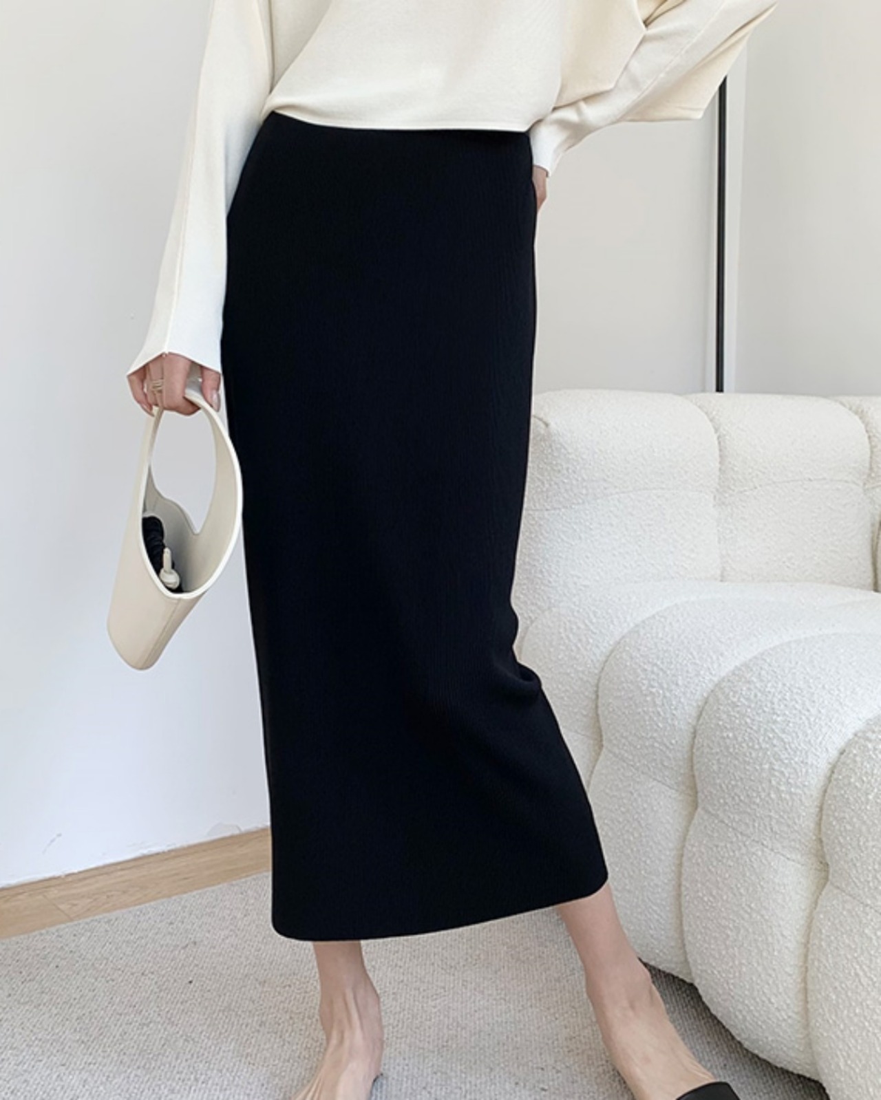 Slim waist midi Skirt　T20047