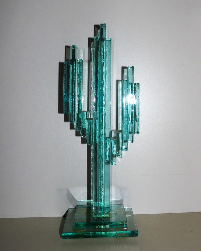 1992 Glass Art Cactus Object Made in USA