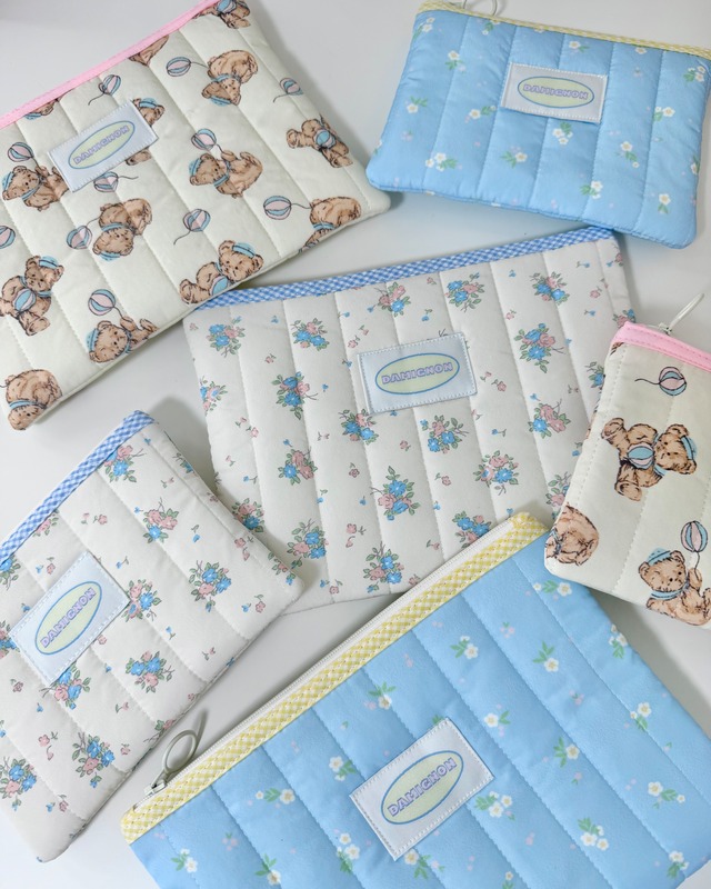 【即納】バッグの中をすっきり整理♡｜キルティング フラットポーチ 【 Mサイズ 】