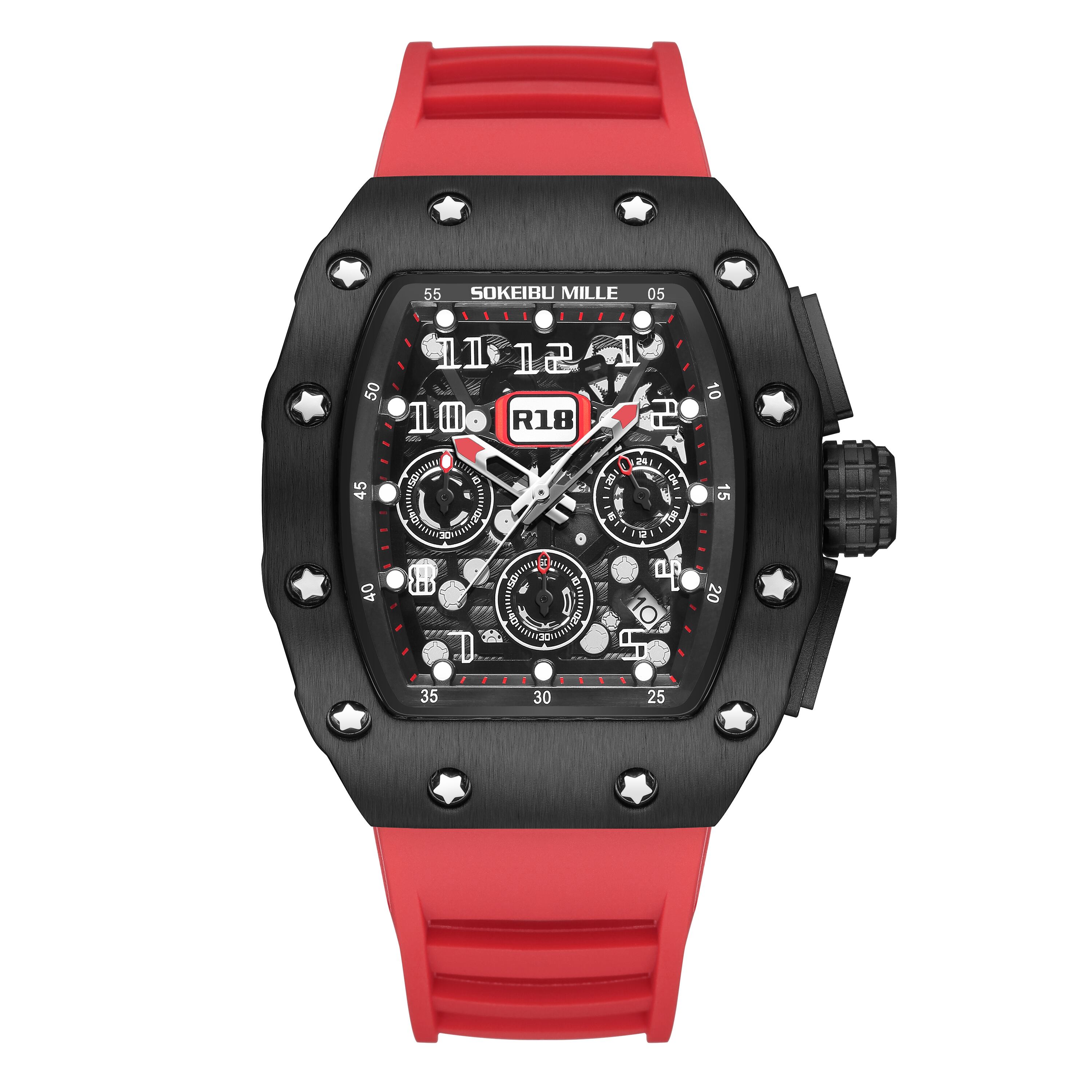 【SOKEIBU MILLE】ORIGINAL CASE DESIGN WATCH RED メンズ腕時計 男性用腕時計