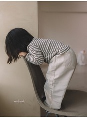 韓国子供服 / 26winter / MELMEL / 配色ストライプT / キッズ / 冬服 *XXS~XL*