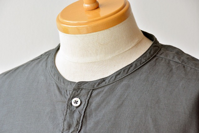 リネン RINEN 60/1リネン平織半袖ヘンリーネックシャツ(R34004)全2色