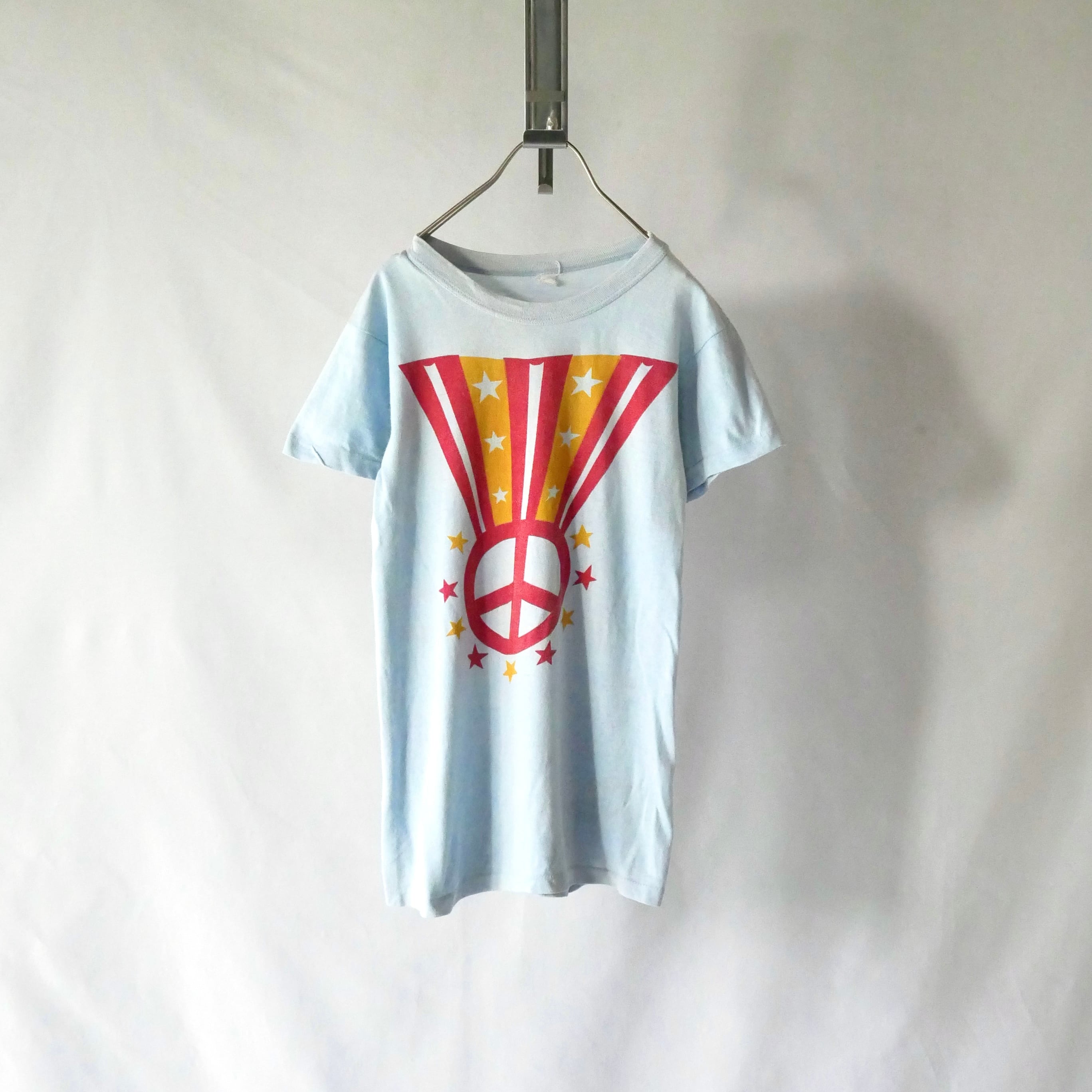 70s vintage peace&star blue Tshirt 70年代 ヴィンテージ ピース