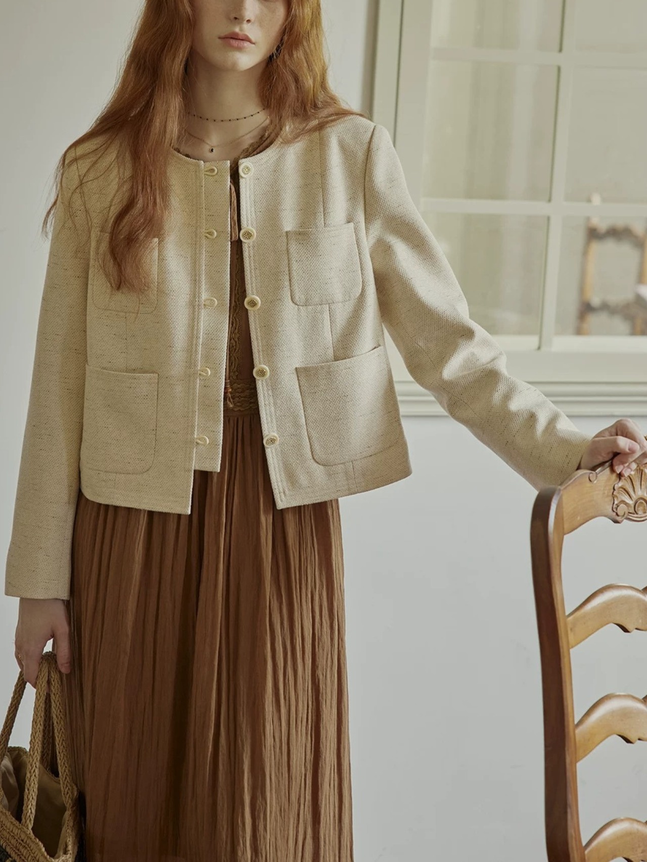 Écrin Crème Collarless Jacket F0794