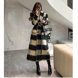 vintage check tailored long coat<c3401>