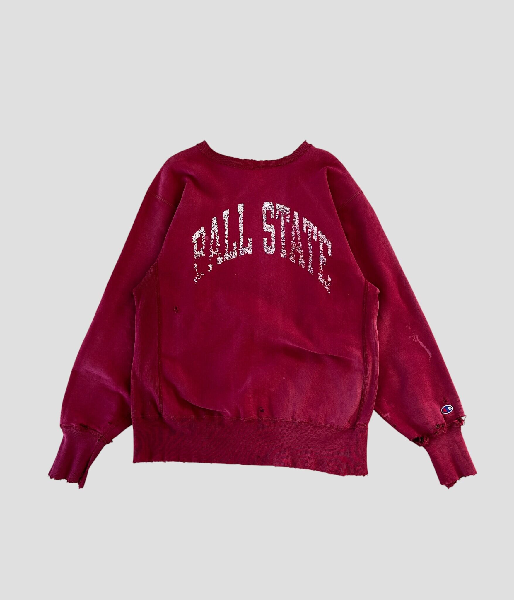 Champion- Vintage 90s L BALL STATE Reverse Weave Sweat made in USA