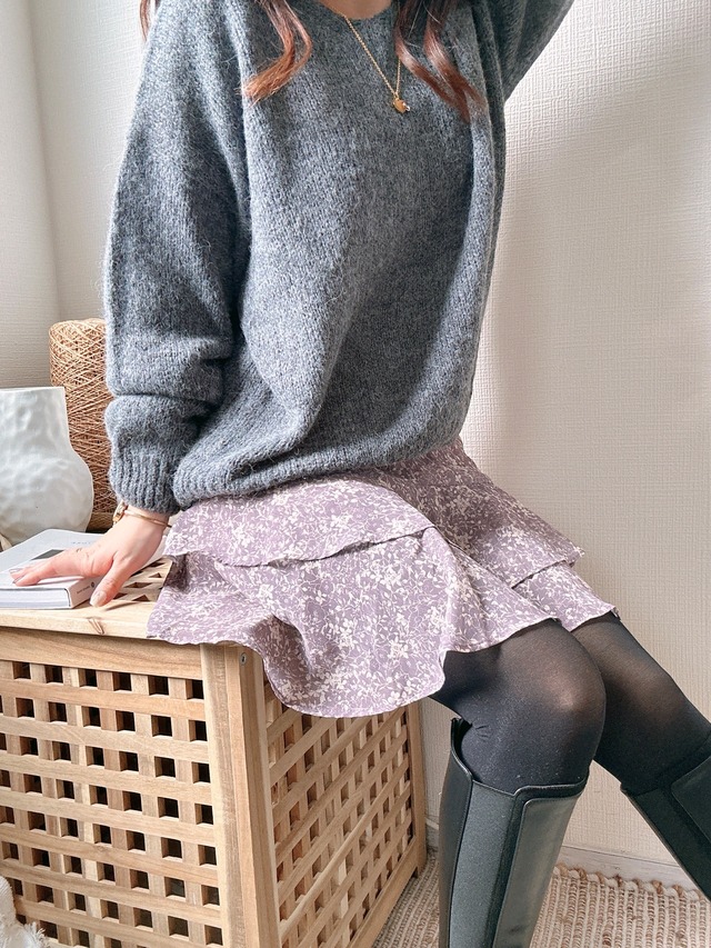 【予約販売】flower frill mini skirt (PURPLE)