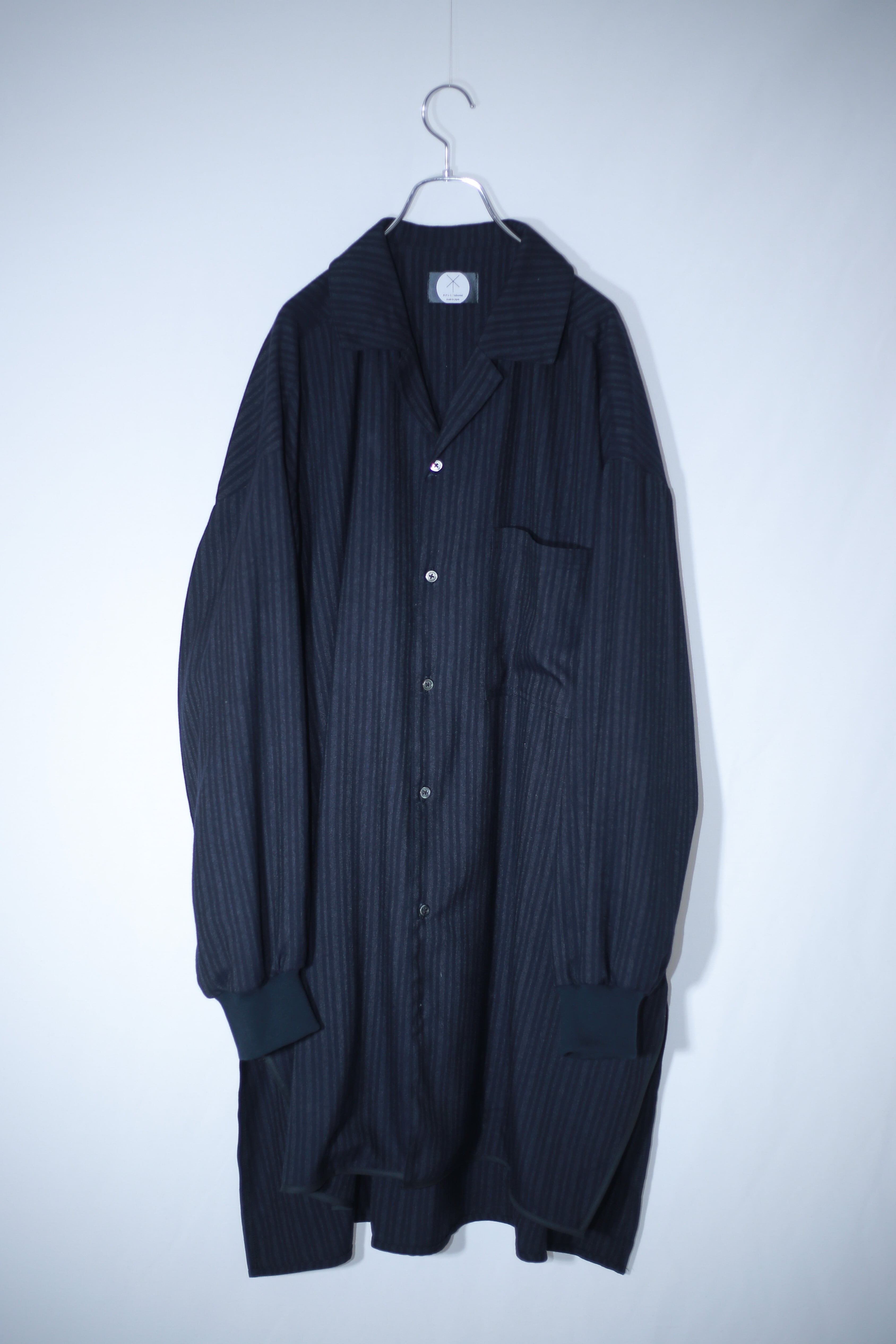 Slit-Shirts Open-Collar (black/stripe)