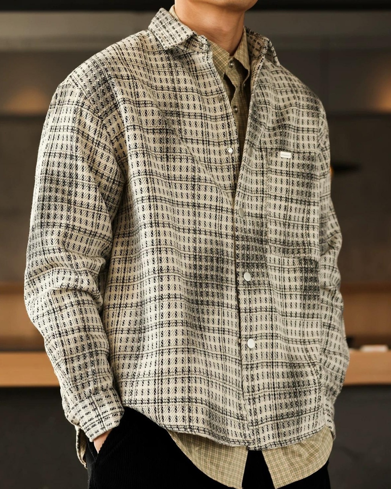 Retro Plaid Shirt Jacket  K0361
