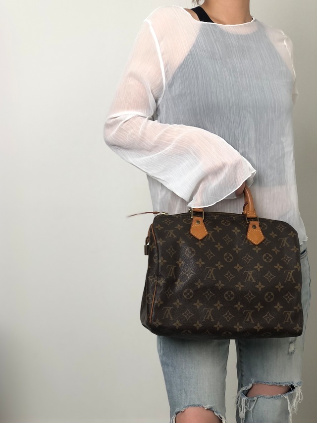 LOUIS VUITTON ルイヴィトン スピーディ30 モノグラム ハンドバッグ ブラウン PVC レザー vintage ヴィンテージ オールド dzdntw