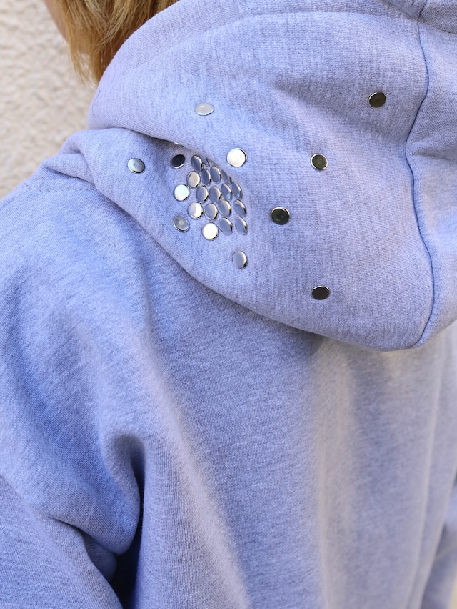 【Hannah Creak/26aw】Studded Hoodie Double Zip Grey