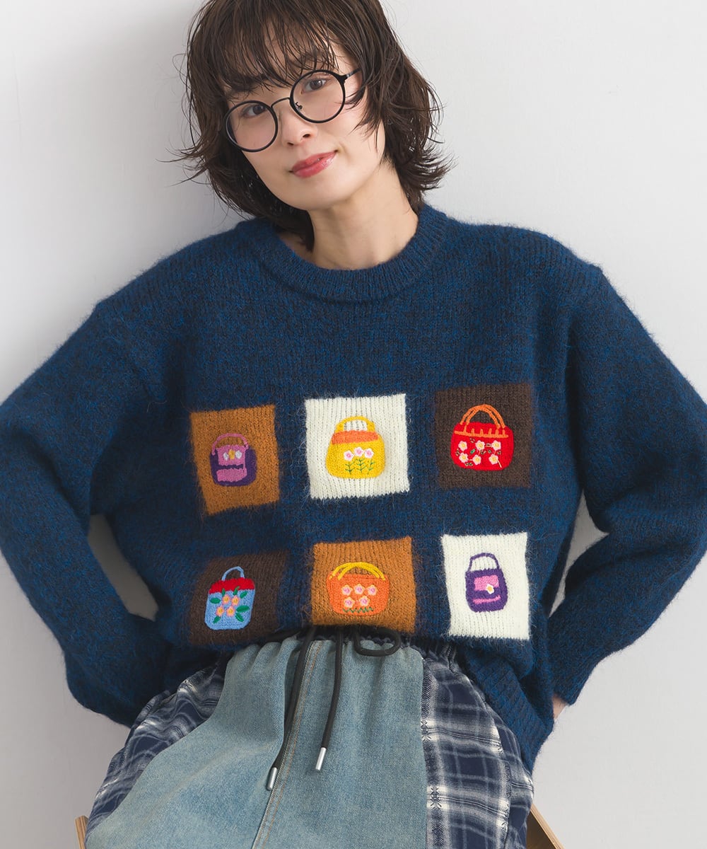 D261150 ジャカードパネルアートニットプルオーバー / Jacquard Panel