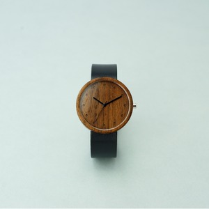 Walnut wood - Organic leather Black - L