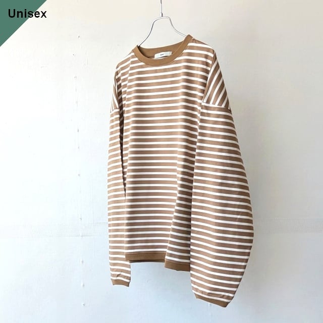 【26AW】amne TWISTED BORDER Long sleeve tee (Camel×Natural)