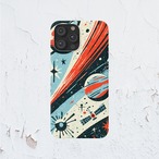 受注生産 iPhoneケース 惑星とロケットのスピードライン｜宇宙ポスター風 RFSP049A