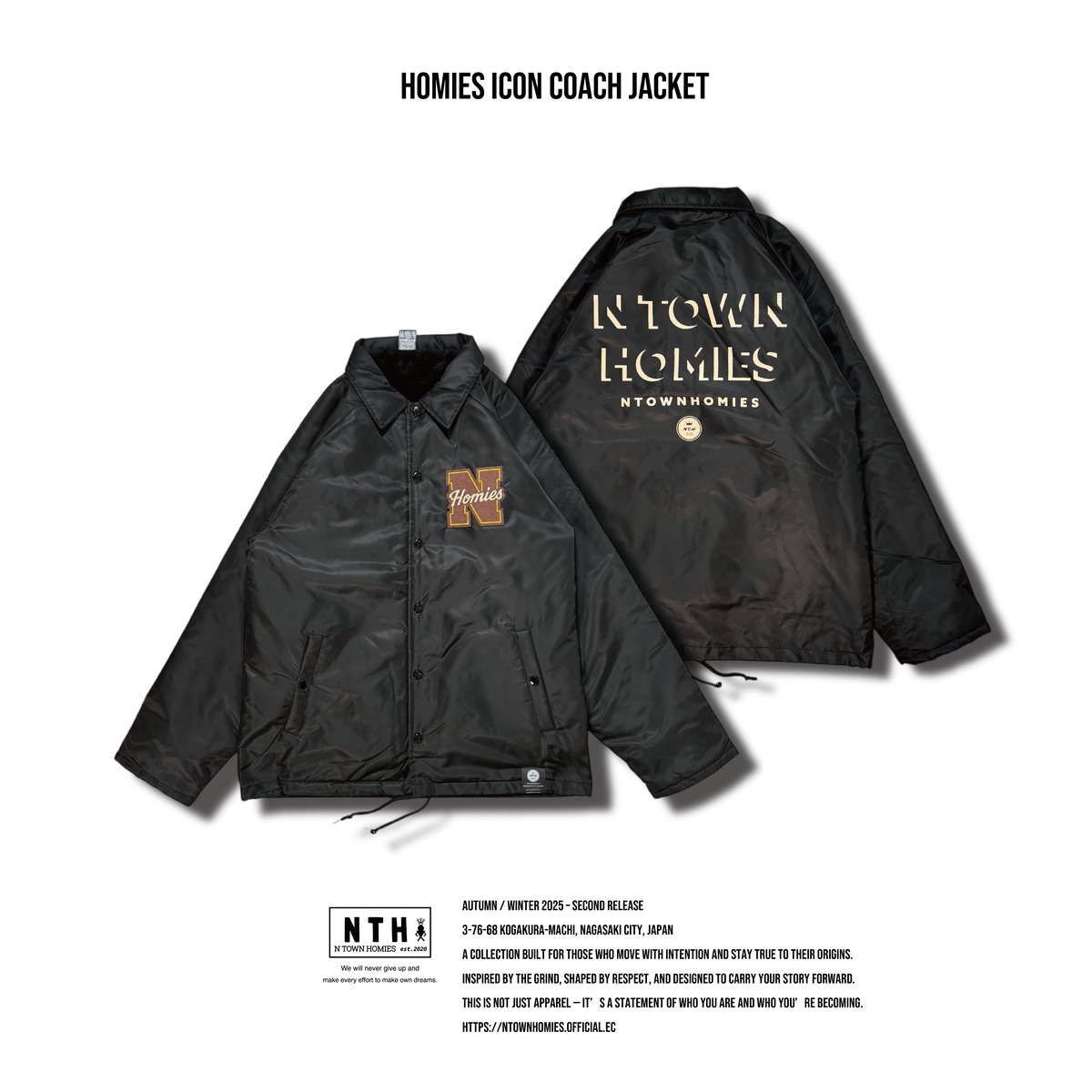 HOMIES ICON COACH JACKET color Black | N TOWN HOMIES