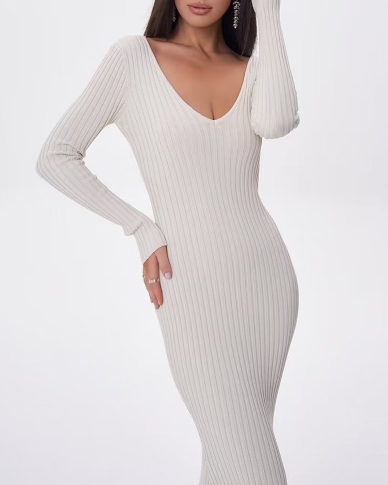 デュアルVマーメイドニットワンピース 3color A0709 - 6