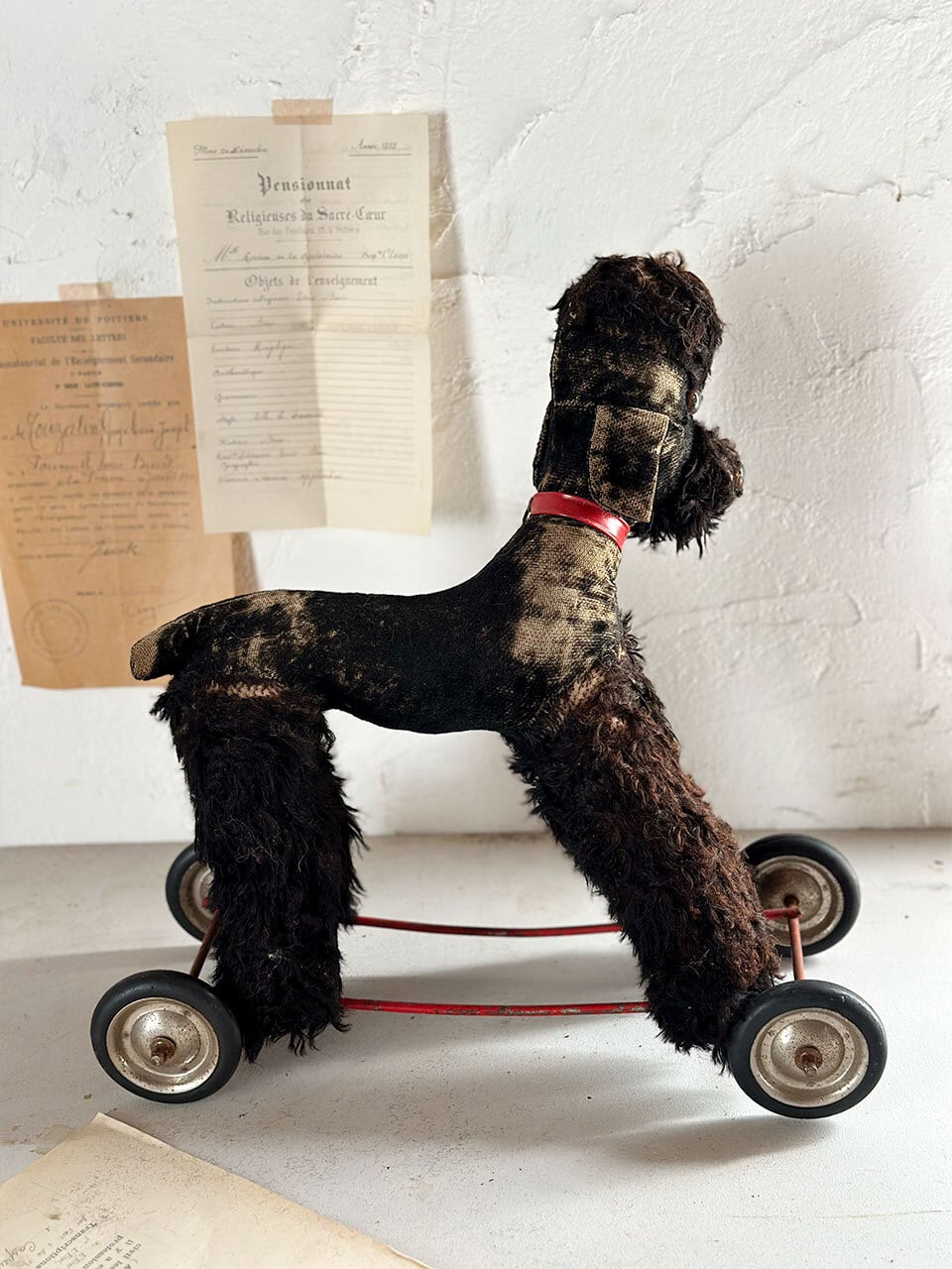 プードル　ぬいぐるみ　アンティーク風 プードル ぬいぐるみ アンティーク風 昭和レトロなプードルの