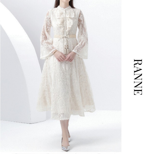 Lace Whisper Long Dress　a0116