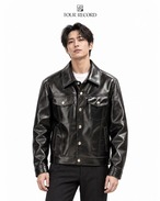 TOUR RECORD グロッシートラッカージャケット ホースレザー メンズ S ブラック
