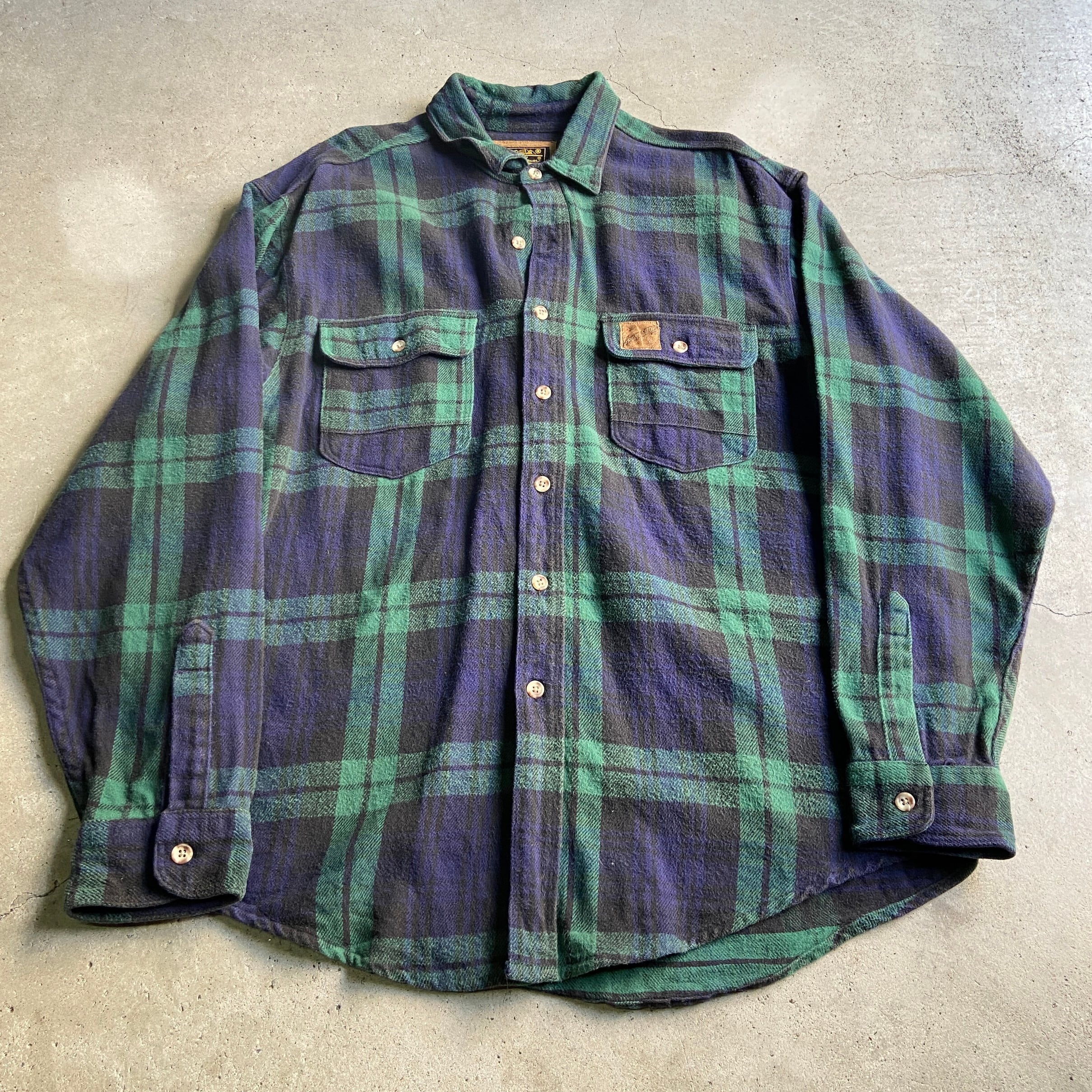 80s Eddie Bauer ヘビーネルシャツ 黒タグ XL USA製-